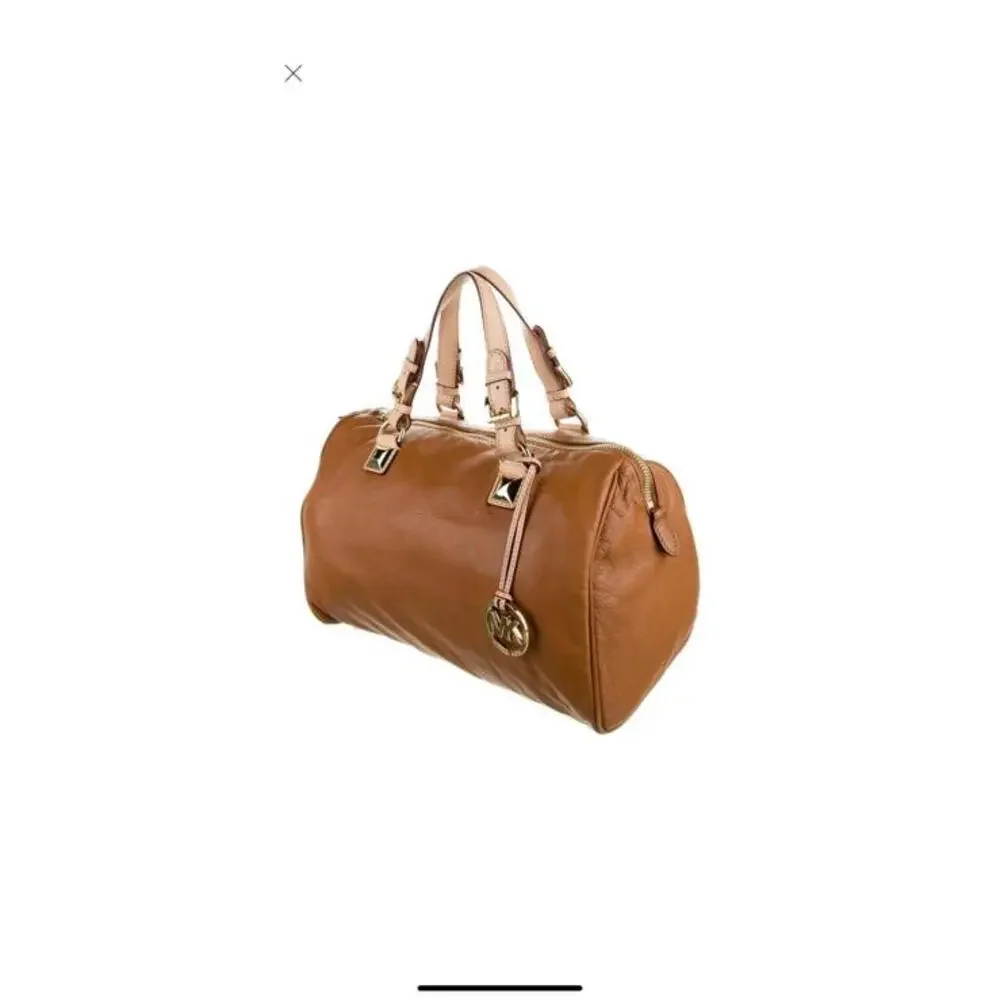 Michael Kors‎ Bedford Luggage Brown Pebbled Leather Satchel Bag Gold Hardware